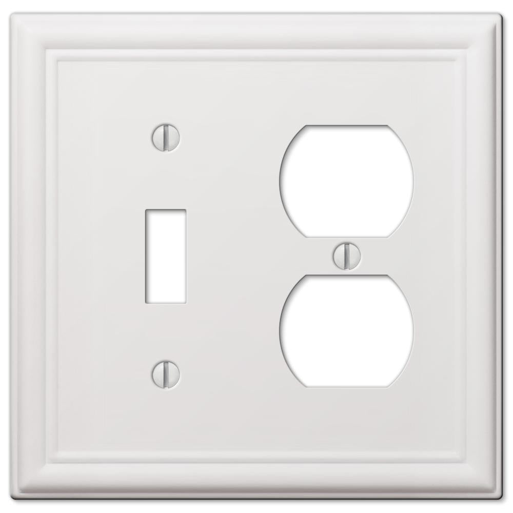 Chelsea White Steel - 1 Toggle/ 1 Duplex Outlet Wallplate