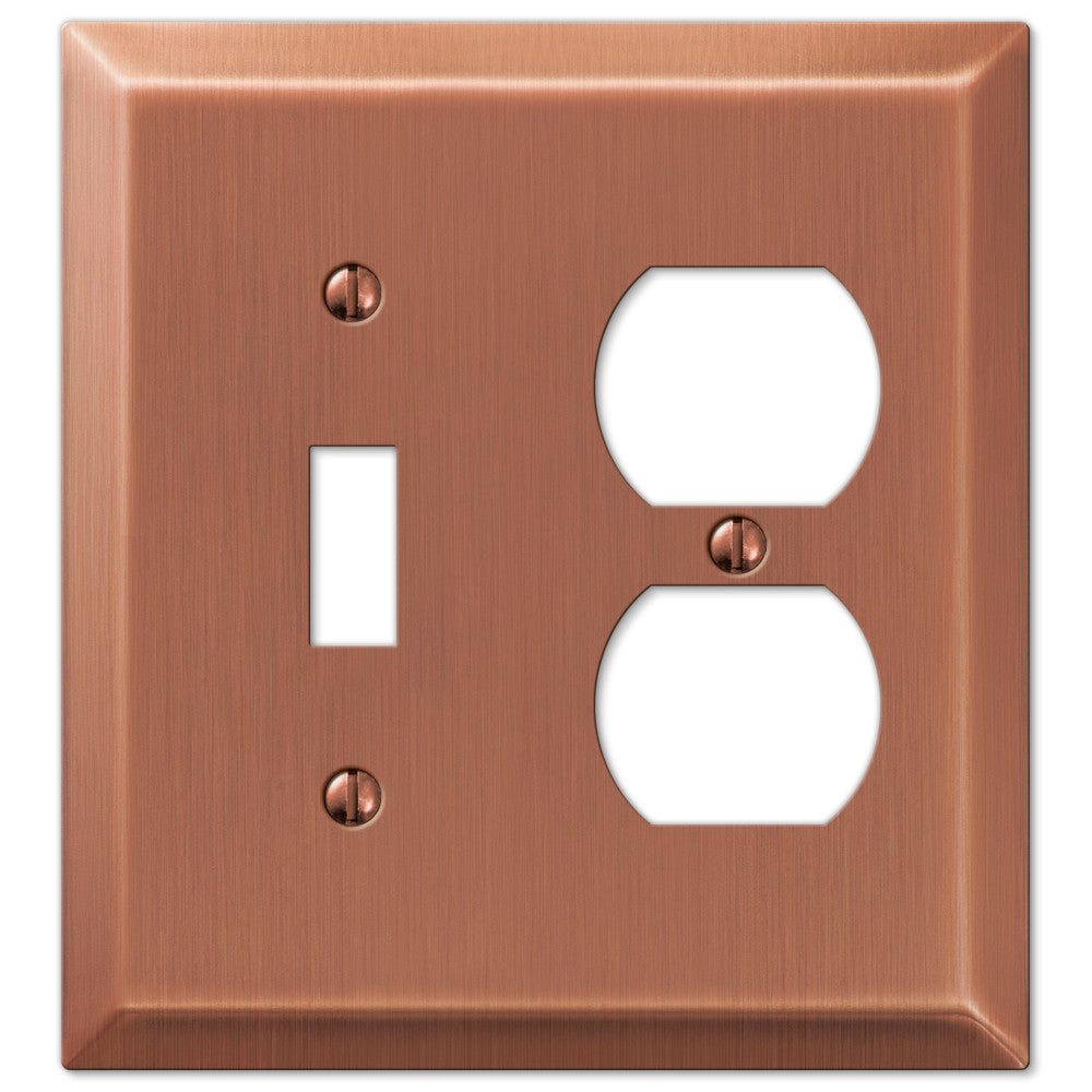 Century Brushed Copper Steel - 1 Toggle / 1 Duplex Wallplate