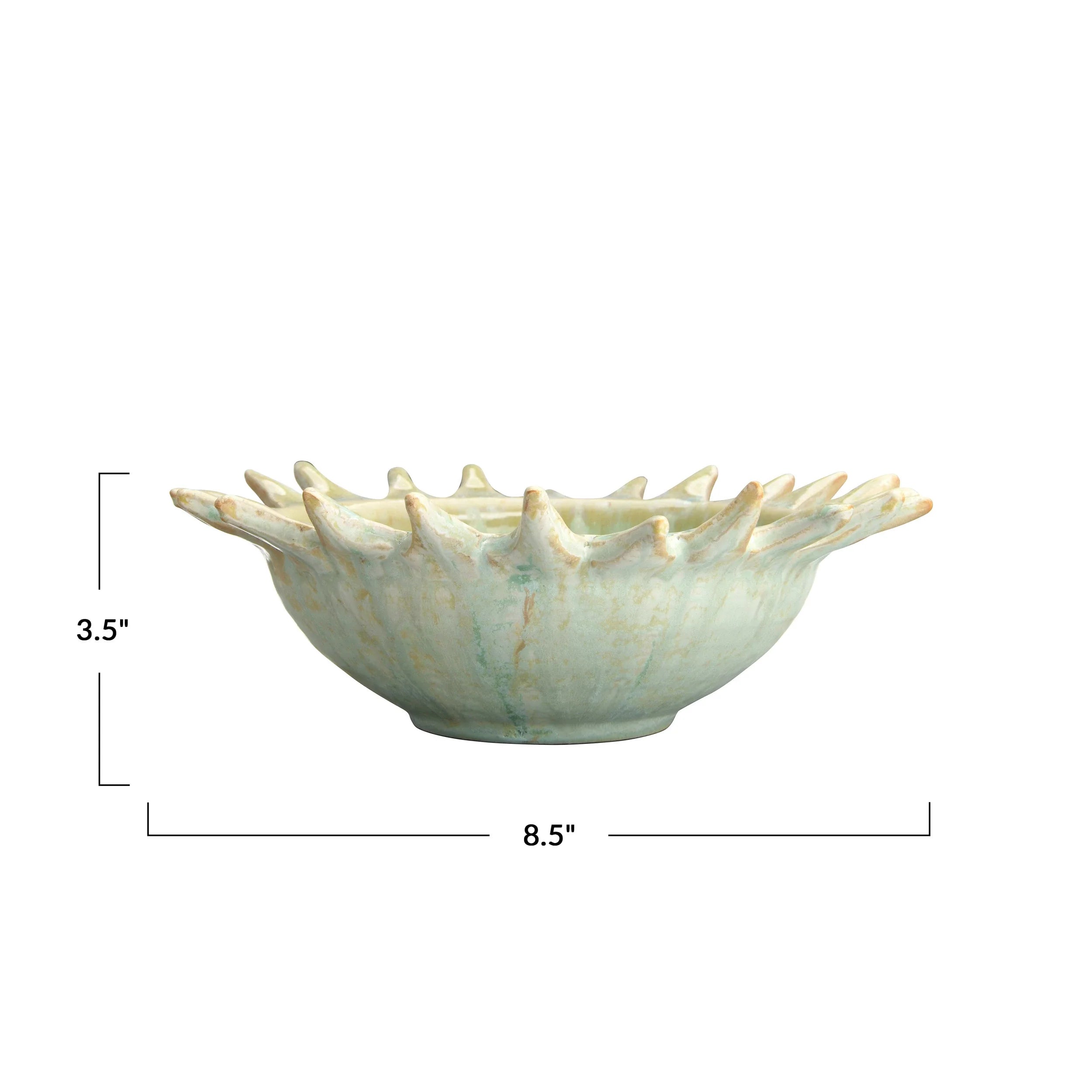 Stoneware Sunburst Shaped Serving Bowl with Glaze