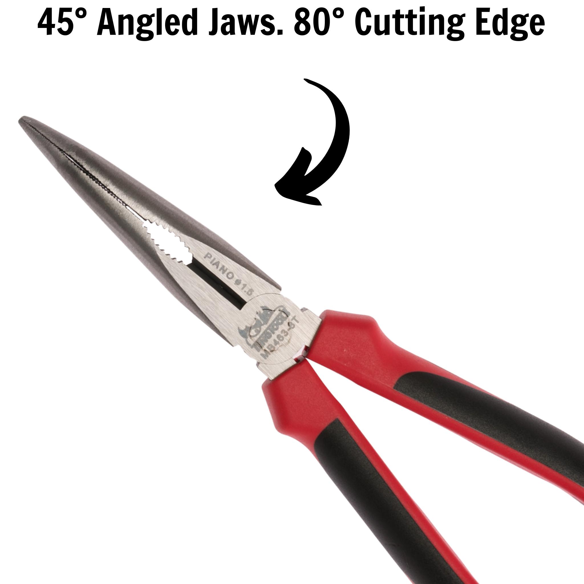 Teng Tools 8 Inch TPR Grip 45 Degree Bent / Angled Long Nose Pliers - MB463-8T