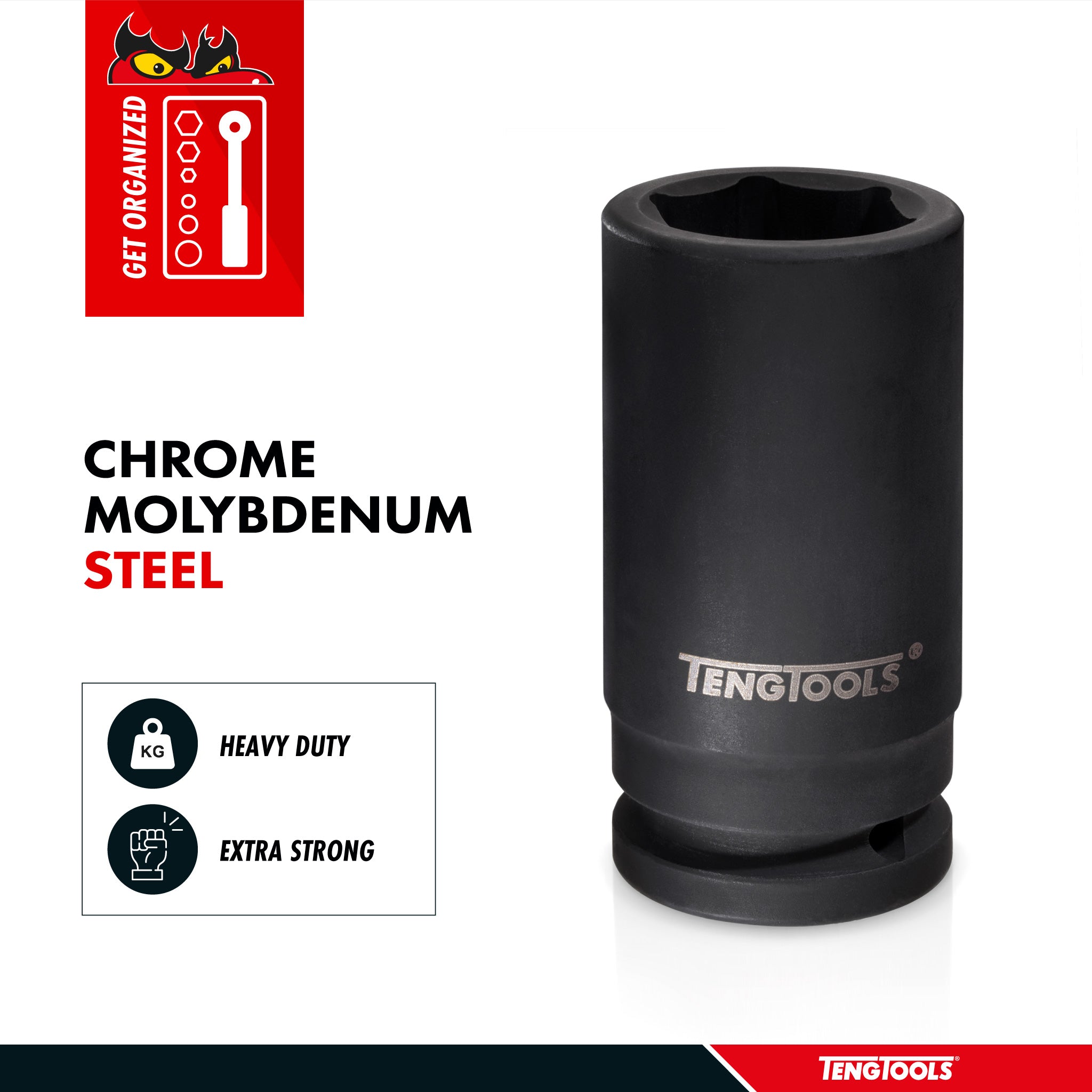 Teng Tools 1 Inch Drive 6 Point Metric Deep Chrome Molybdenum Impact Sockets