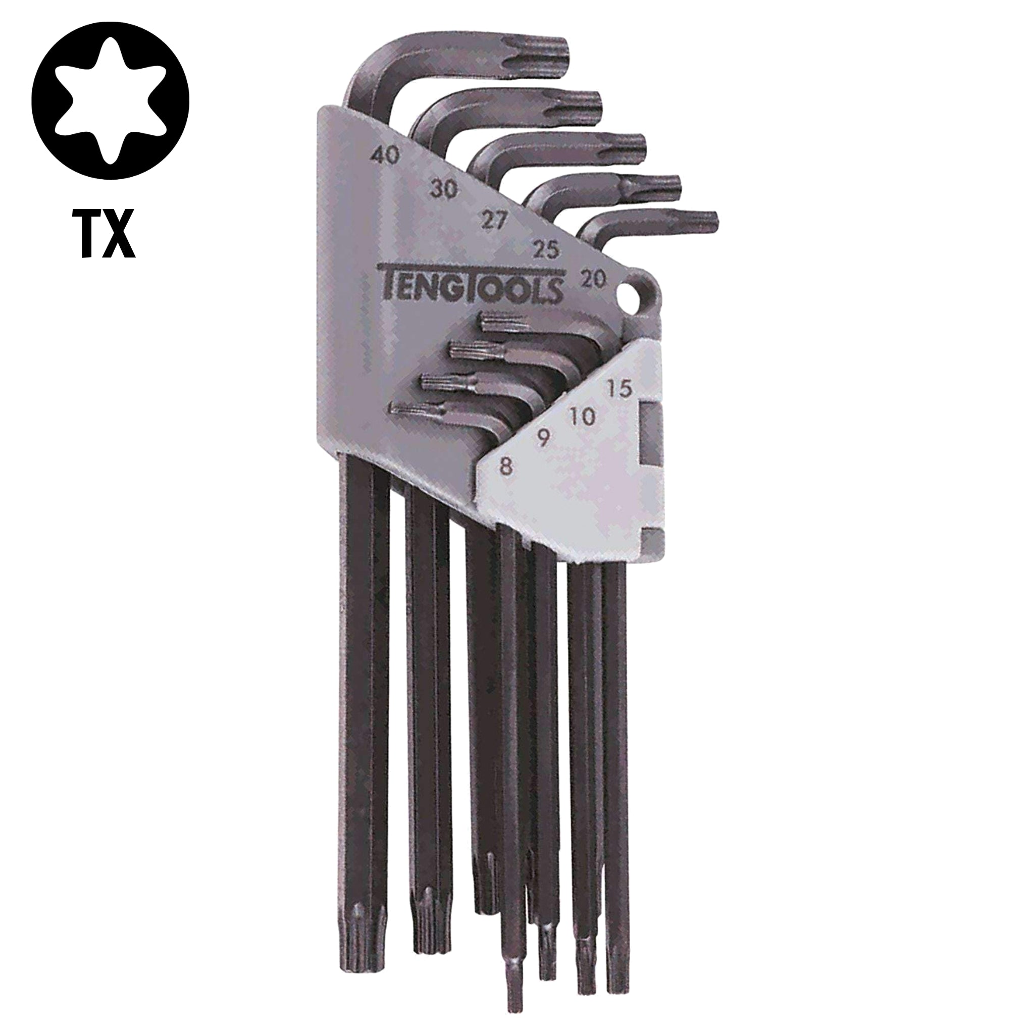 Teng Tools 9 Piece Black Industrial Grade Torx Key / Allen Wrench Set (TX8 - TX40) - 1479TX