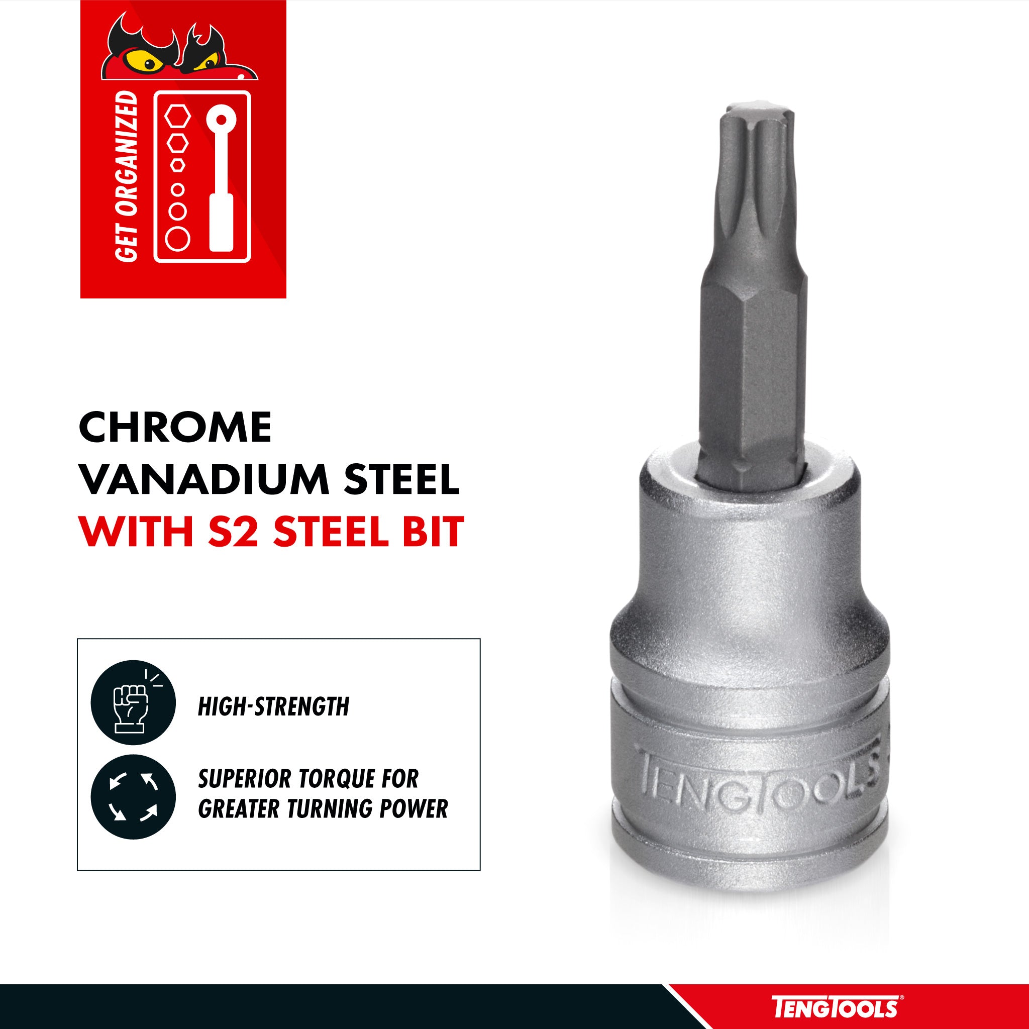 Teng Tools 3/8 Inch Drive Metric Torx TX Chrome Vanadium Sockets