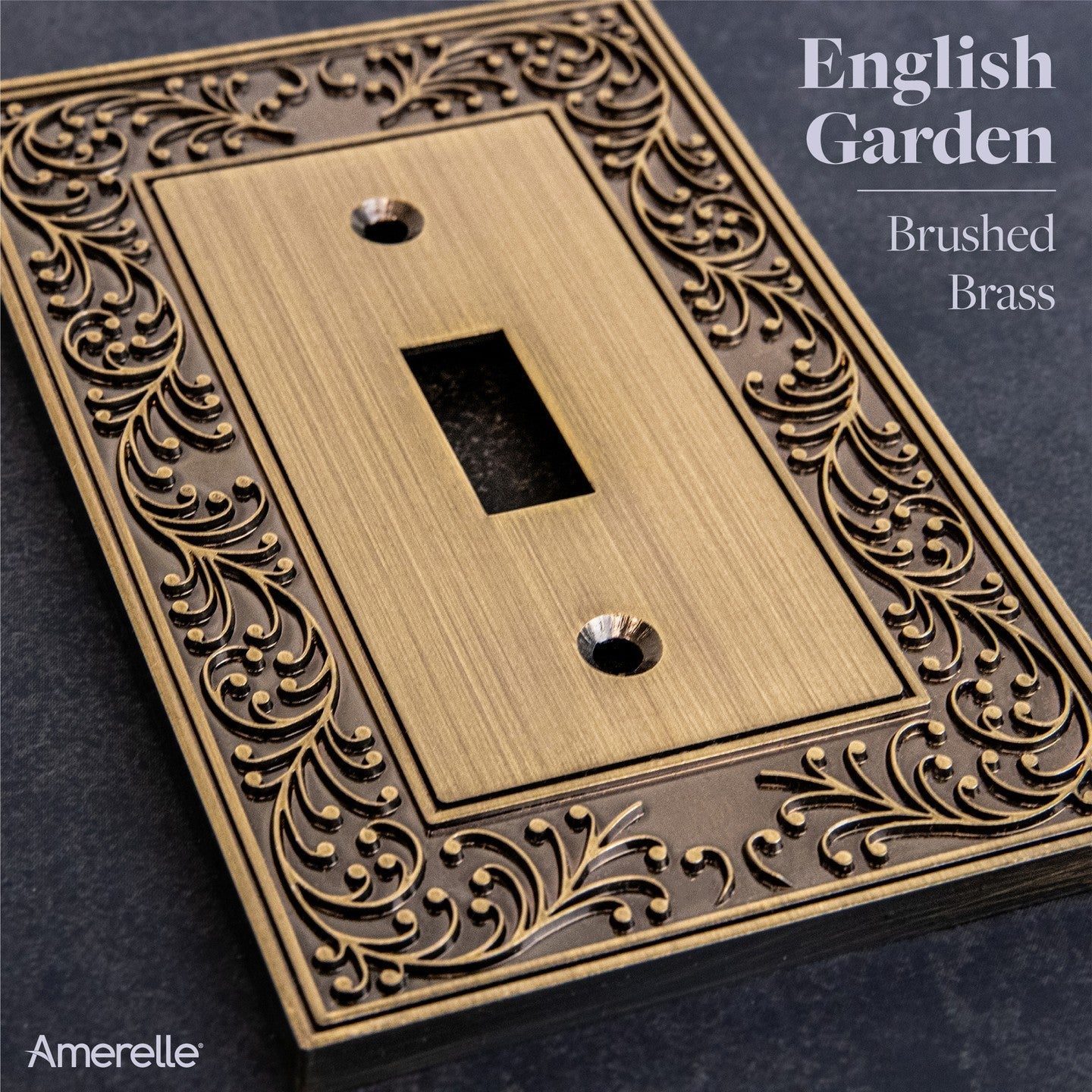 English Garden Brushed Brass Cast - 1 Toggle / 1 Duplex Wallplate