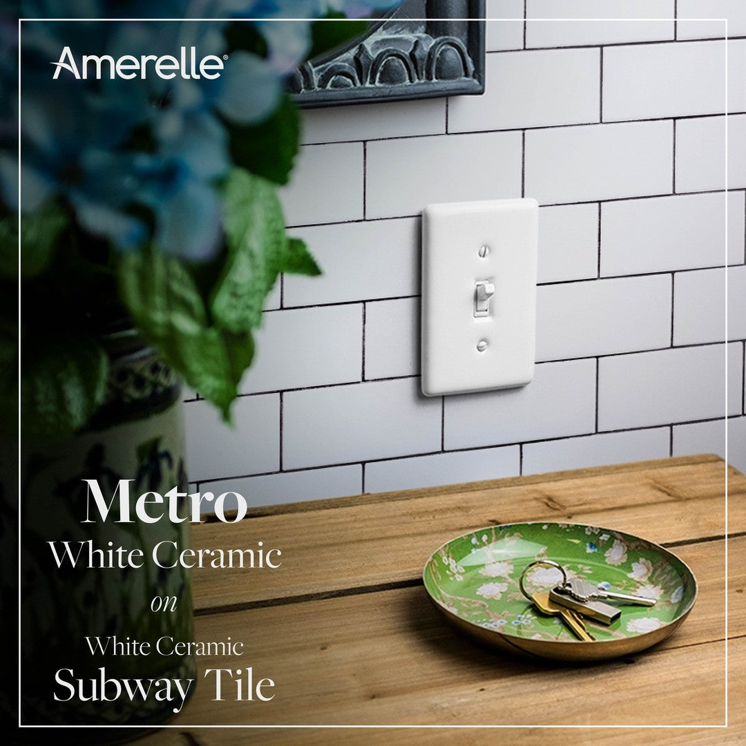 Metro White Ceramic - 2 Toggle Wallplate
