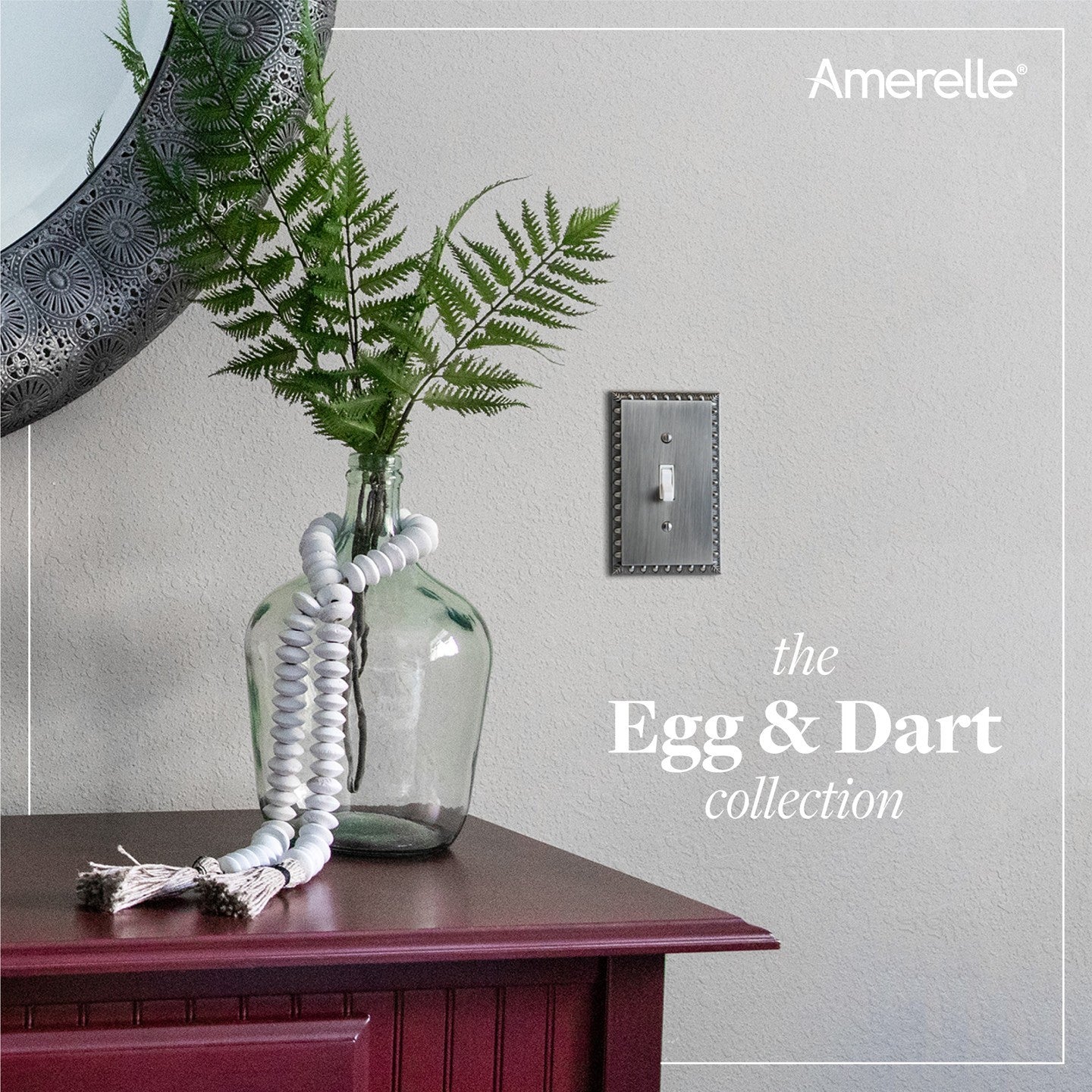 Egg & Dart Antique Nickel Cast - 2 Rocker Wallplate