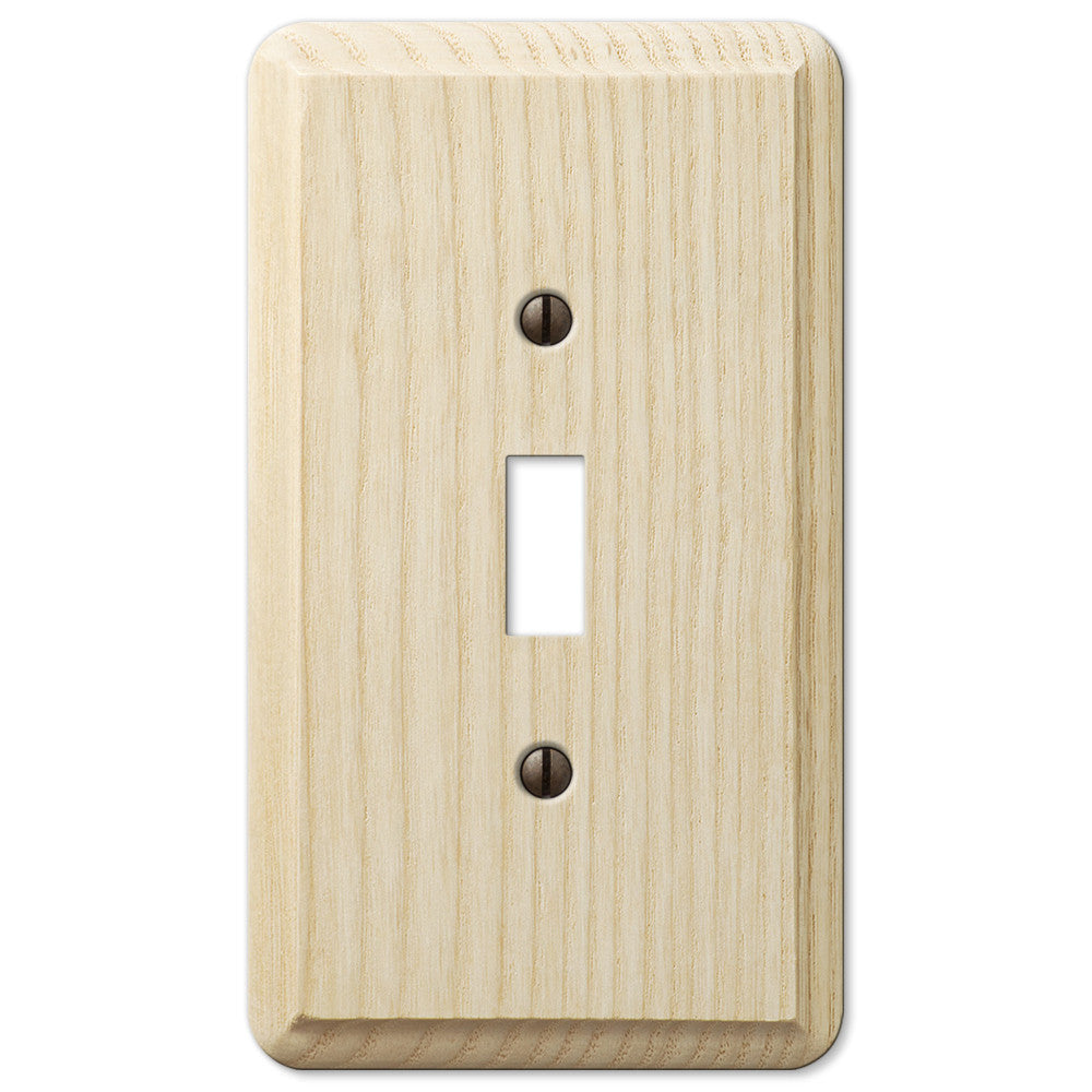 Contemporary Unfinished Ash Wood - 1 Toggle Wallplate
