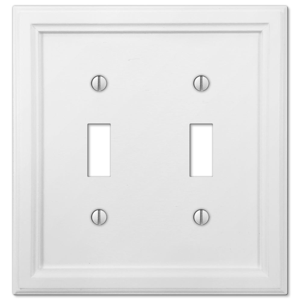 Elly White Wood - 2 Toggle Wallplate