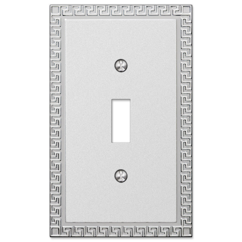 Greek Key Frosted Chrome Cast - 1 Toggle Wallplate