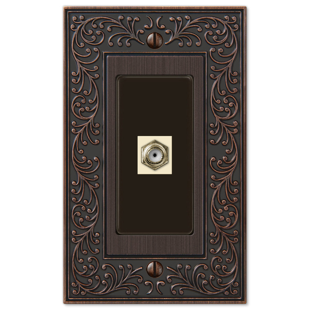 English Garden Aged Bronze Cast - 1 Cable Jack Wallplate