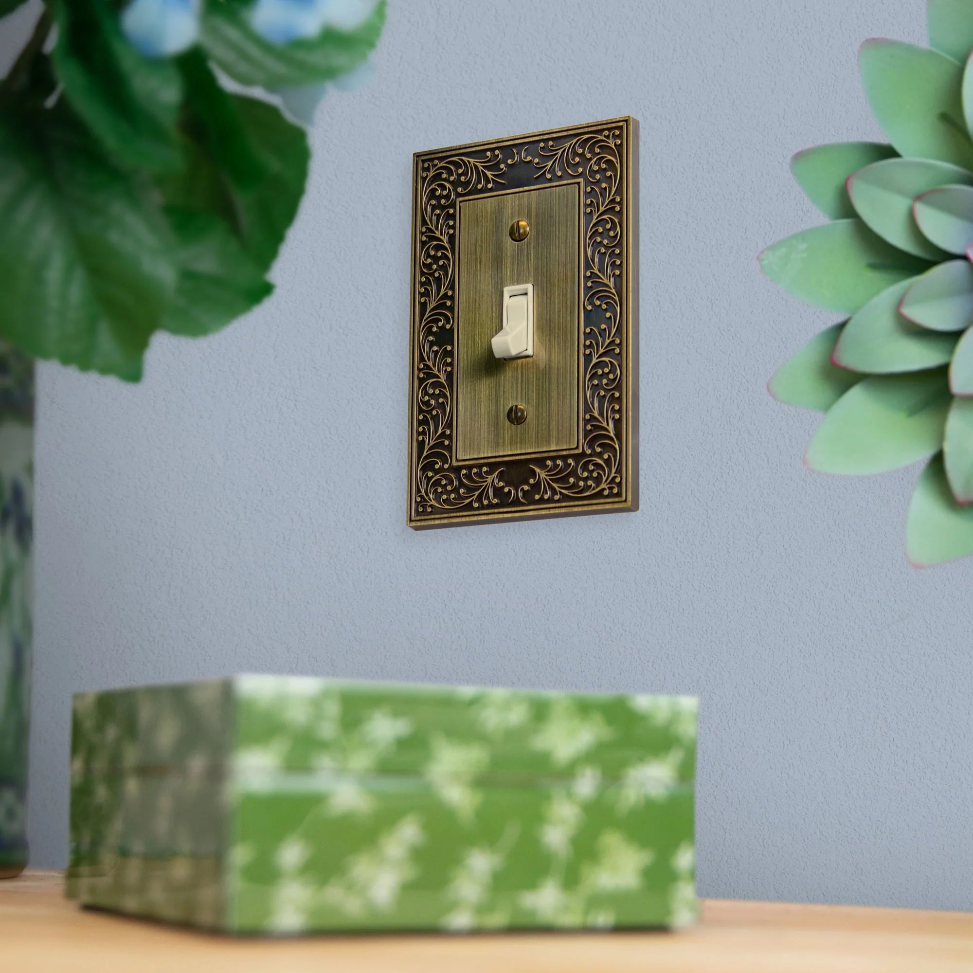 English Garden Brushed Brass Cast - 3 Toggle Wallplate