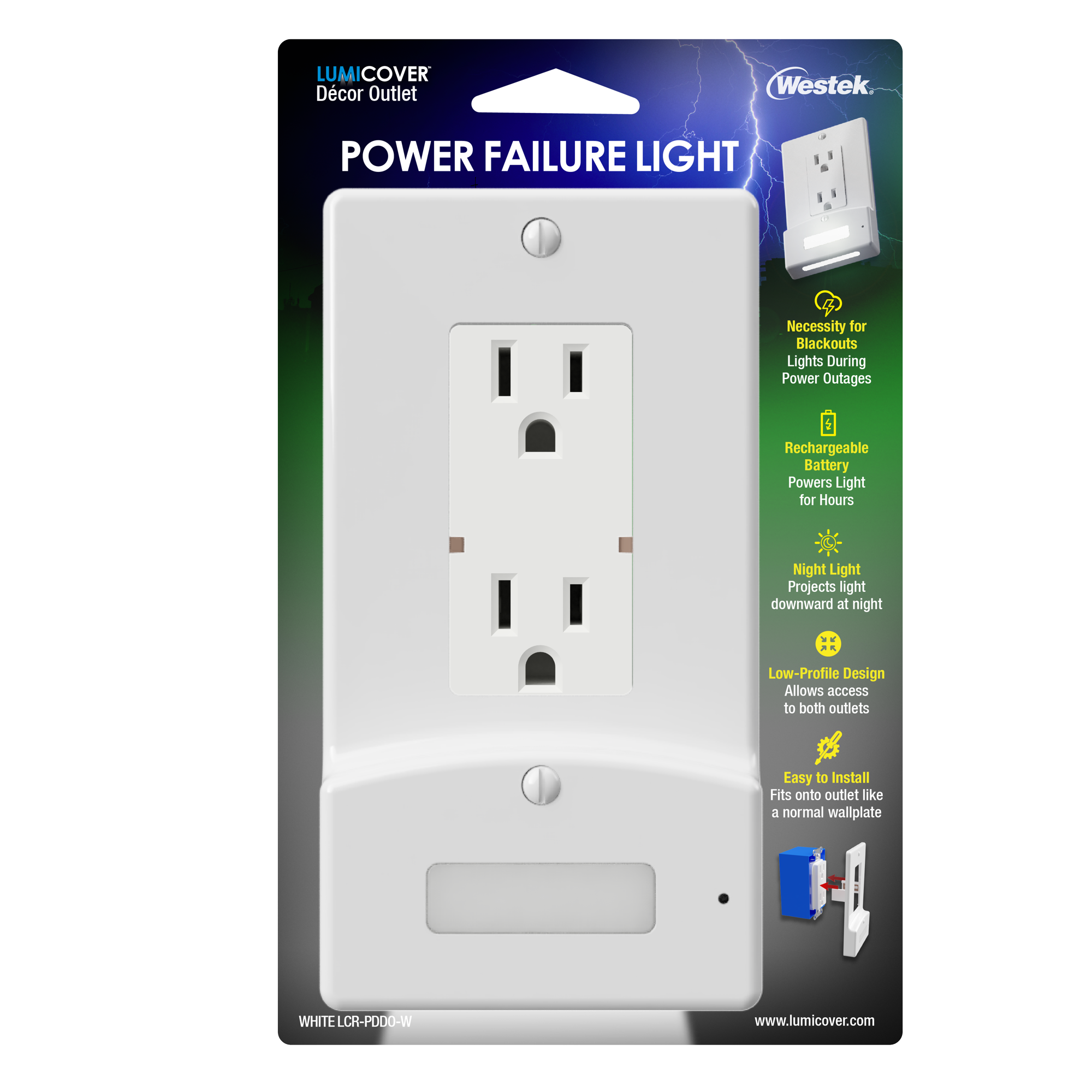 LumiCover Power Failure & LED Night Light - Decora - White