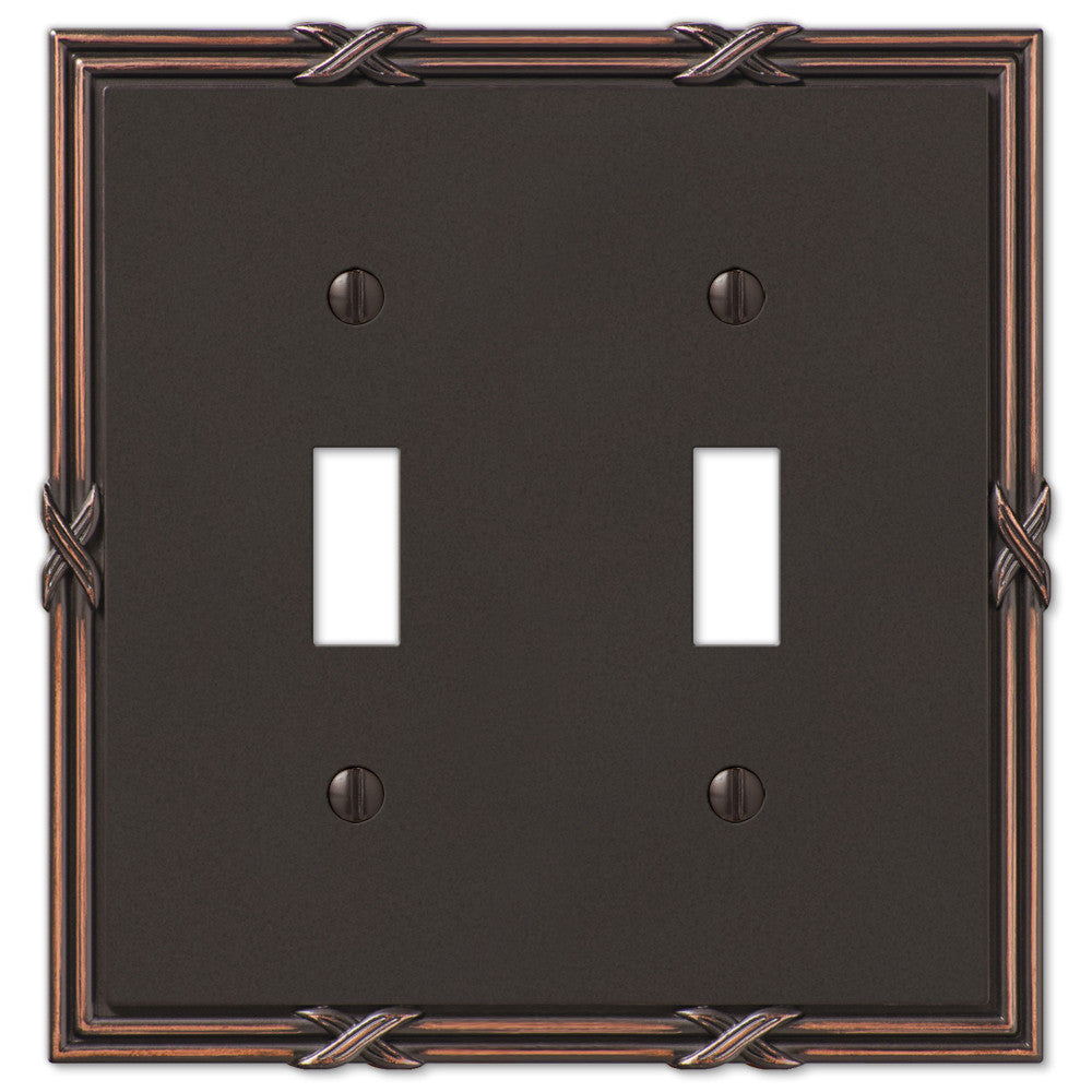 Ribbon & Reed Aged Bronze Cast - 2 Toggle Wallplate