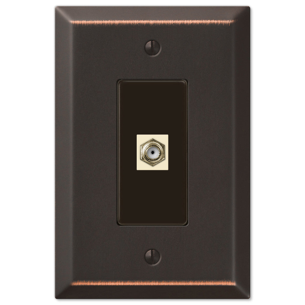 Oversized Aged Bronze Steel - 1 Cable Jack Wallplate