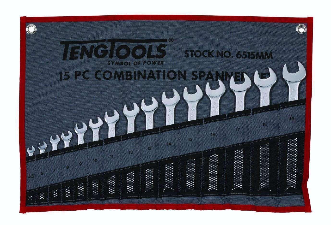 Teng Tools 15 Piece 12 Point Metric Combination Wrench (5.5MM - 19MM) - 6515MM