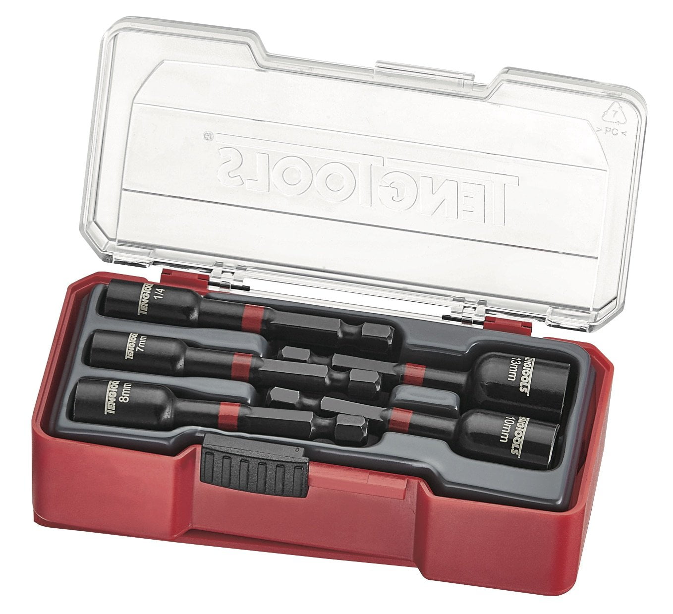 Teng Tools 5 Piece 1/4 Inch Hex Drive 6 Point Metric & SAE Impact Nut Setter Driver Set - TJNS05