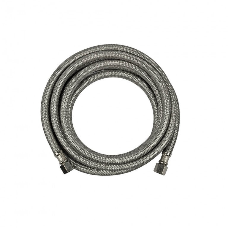 Danco 59730A 1/4 in. Comp. x 1/4 in. Comp. x 96 in. LGTH Stainless Steel Ice Maker Supply Line Hose