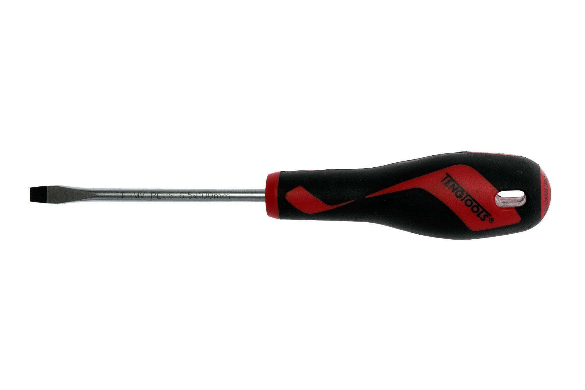 Teng Tools 6.5mm / 1/4 Inch x 100mm / 3.9 Inch Long Flat Type Slotted Head Screwdriver - MD928N1