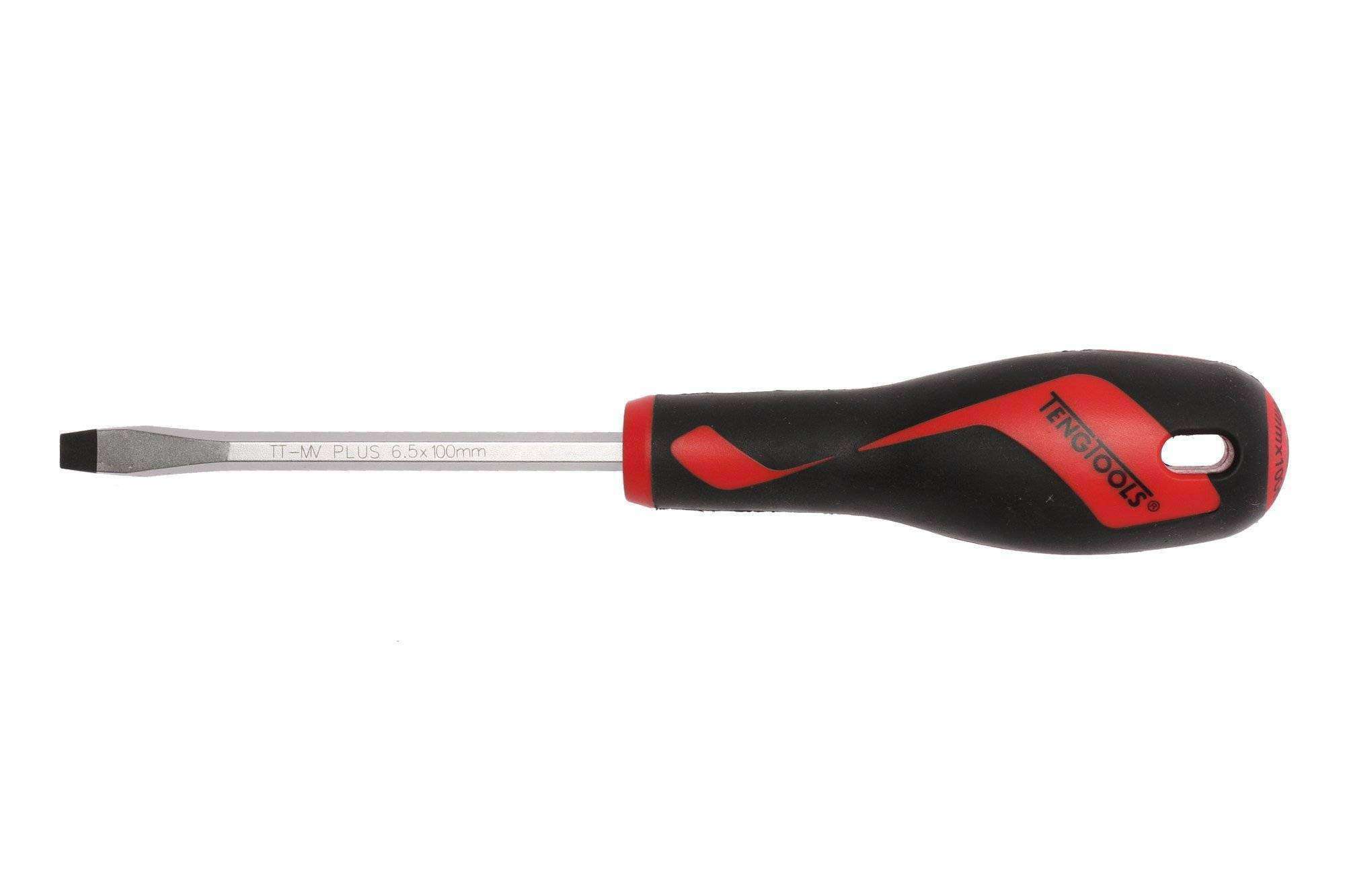 Teng Tools 6.5mm / 1/4 Inch x 100mm / 3.9 Inch Long Flat Type Slotted Head Screwdriver - MD932N