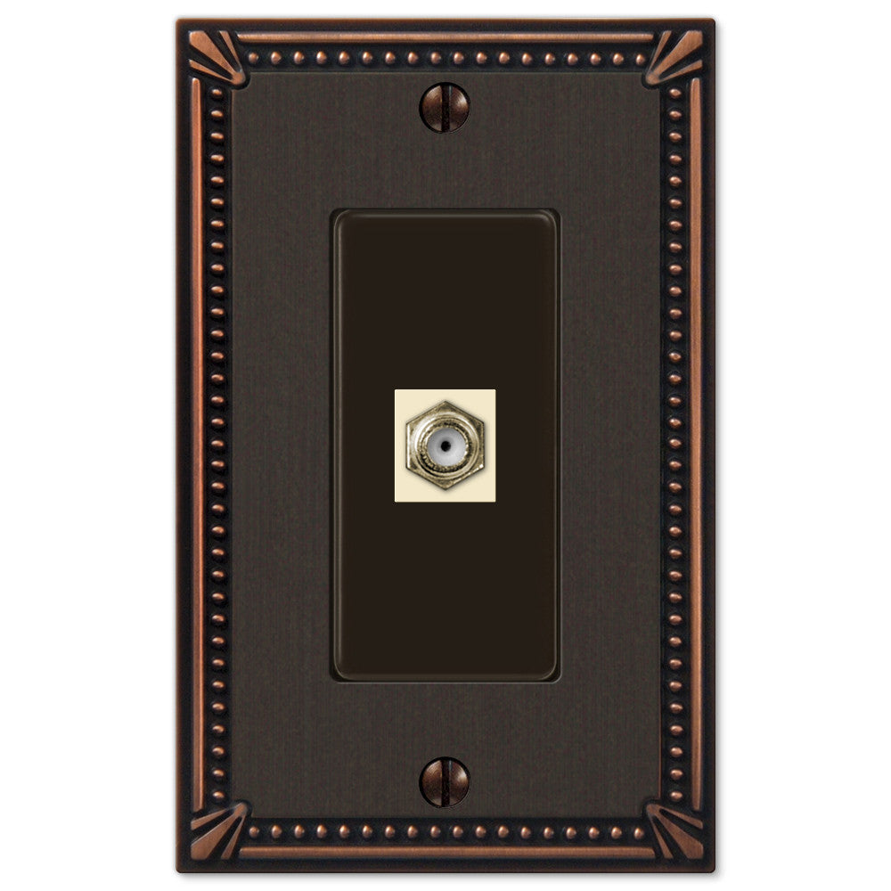 Imperial Bead Aged Bronze Cast - 1 Cable Jack Wallplate
