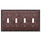 Imperial Bead Tumbled Aged Bronze Cast - 4 Toggle Wallplate