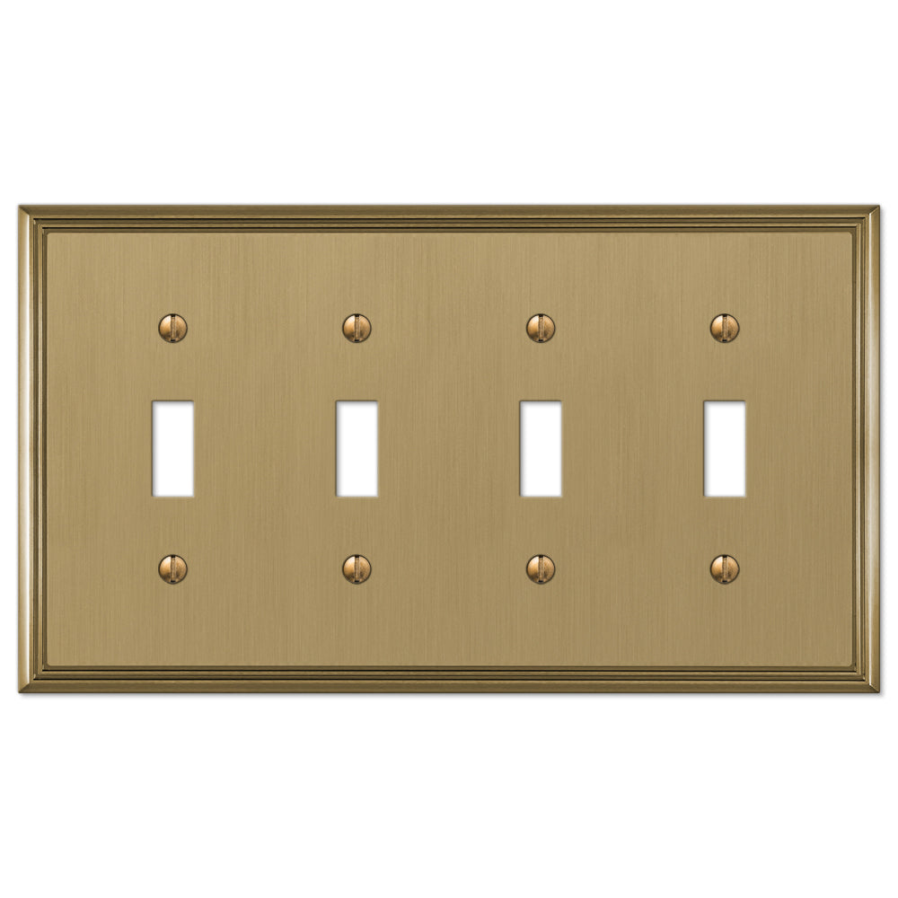 Metro Line Brushed Bronze Cast - 4 Toggle Wallplate