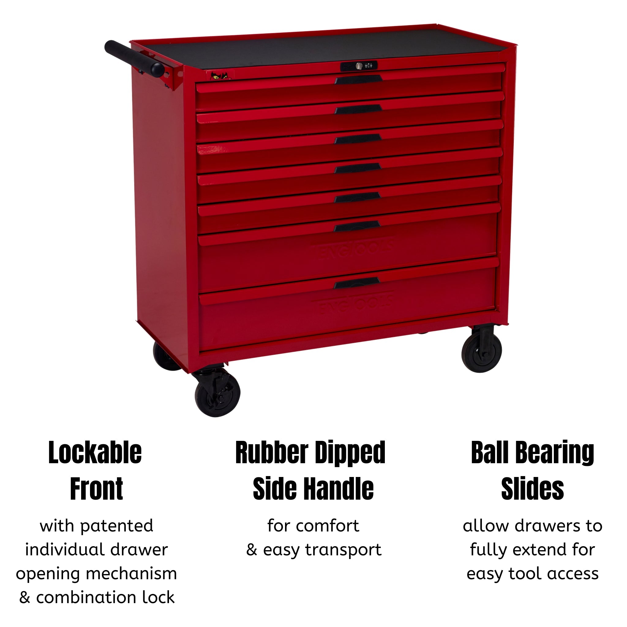 Teng Tools 7 Drawer 37 Inch Wide Heavy Duty Roller Cabinet Tool Chest / Wagon - TCW207N