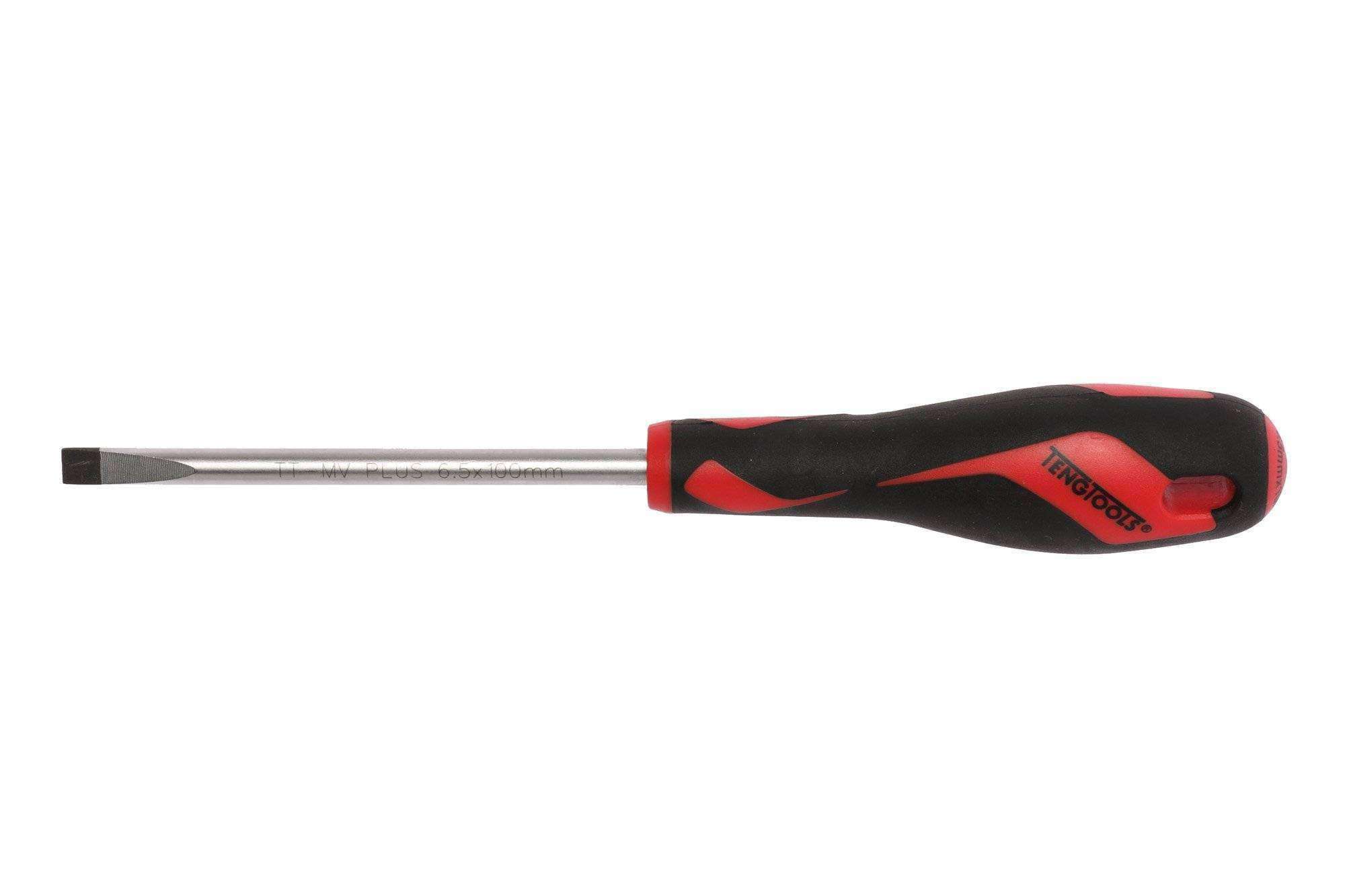 Teng Tools 6.5mm / 1/4 Inch x 100mm / 3.9 Inch Long Flat Type Slotted Head Screwdriver - MD928N4