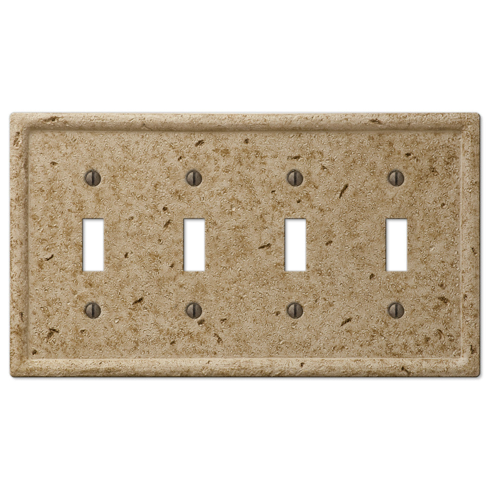 Faux Stone Noce Resin - 4 Toggle Wallplate