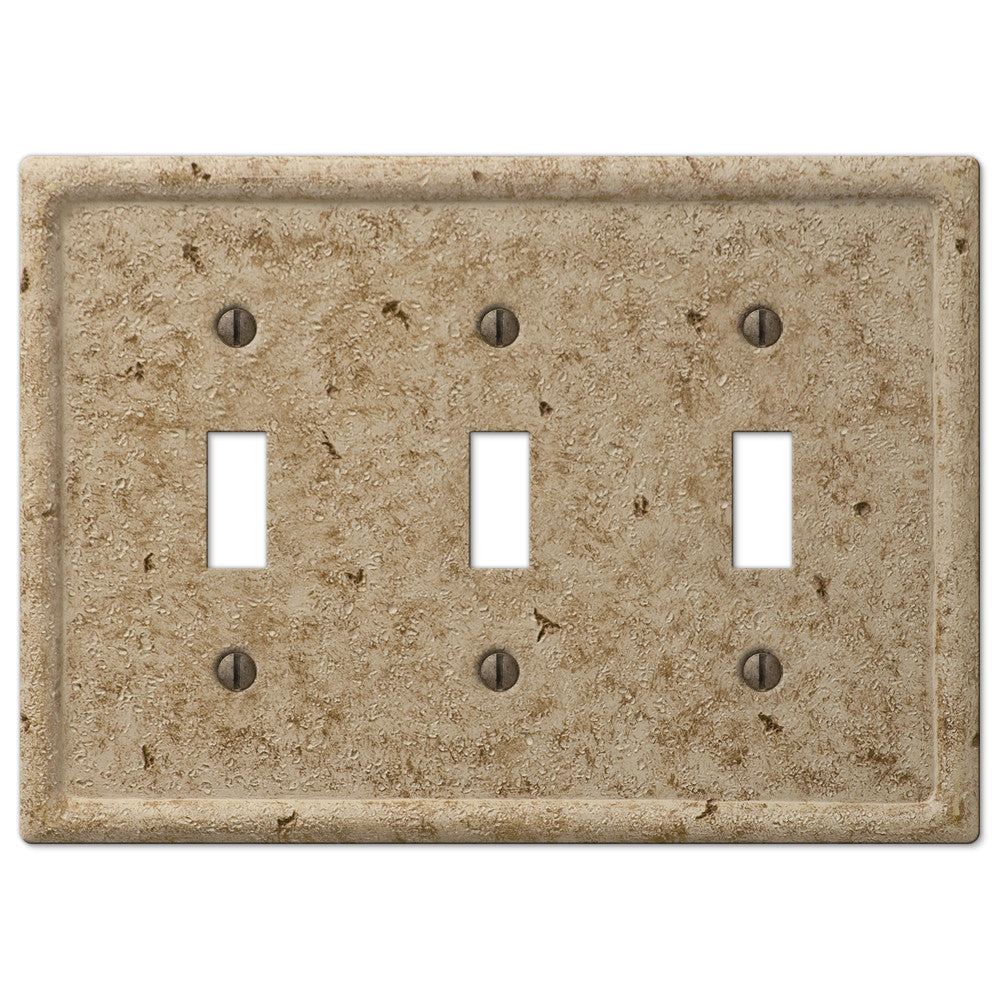 Faux Stone Noce Resin - 3 Toggle Wallplate