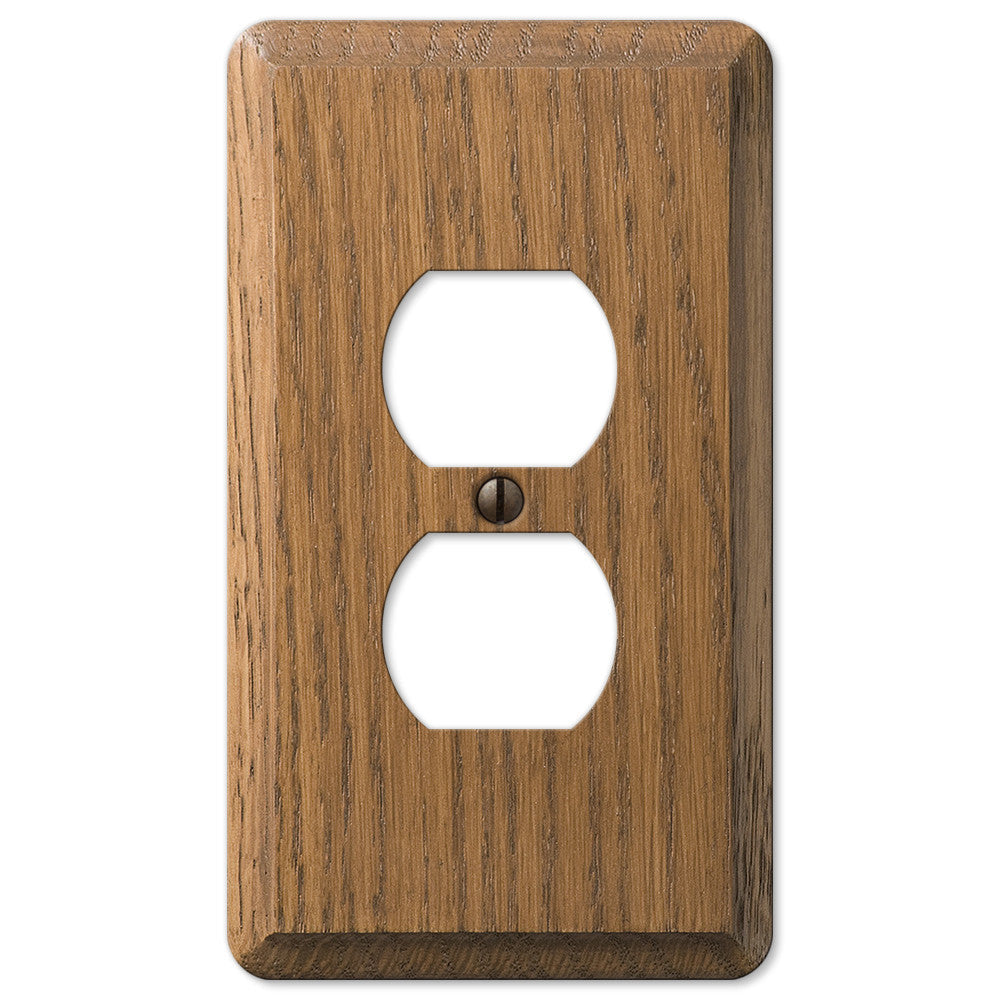 Contemporary Medium Oak Wood - 1 Duplex Wallplate