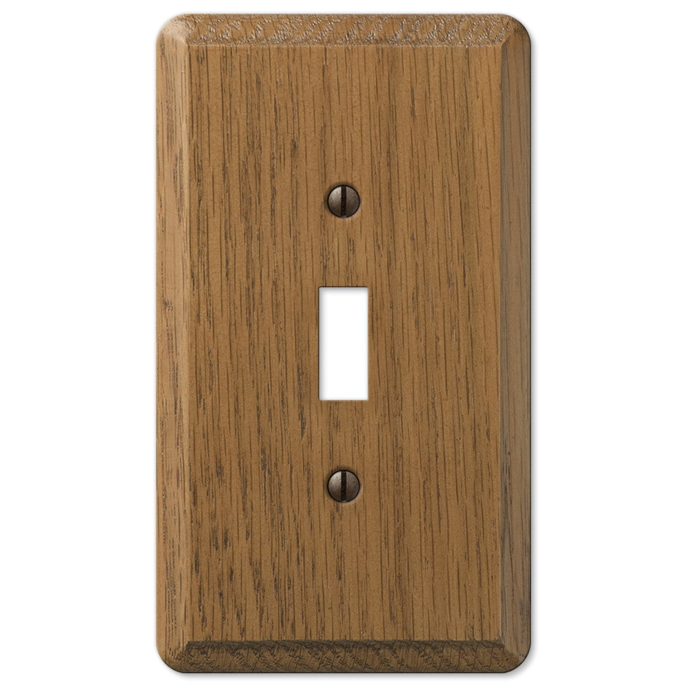 Contemporary Medium Oak Wood - 1 Toggle Wallplate