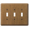 Contemporary Medium Oak Wood - 3 Toggle Wallplate