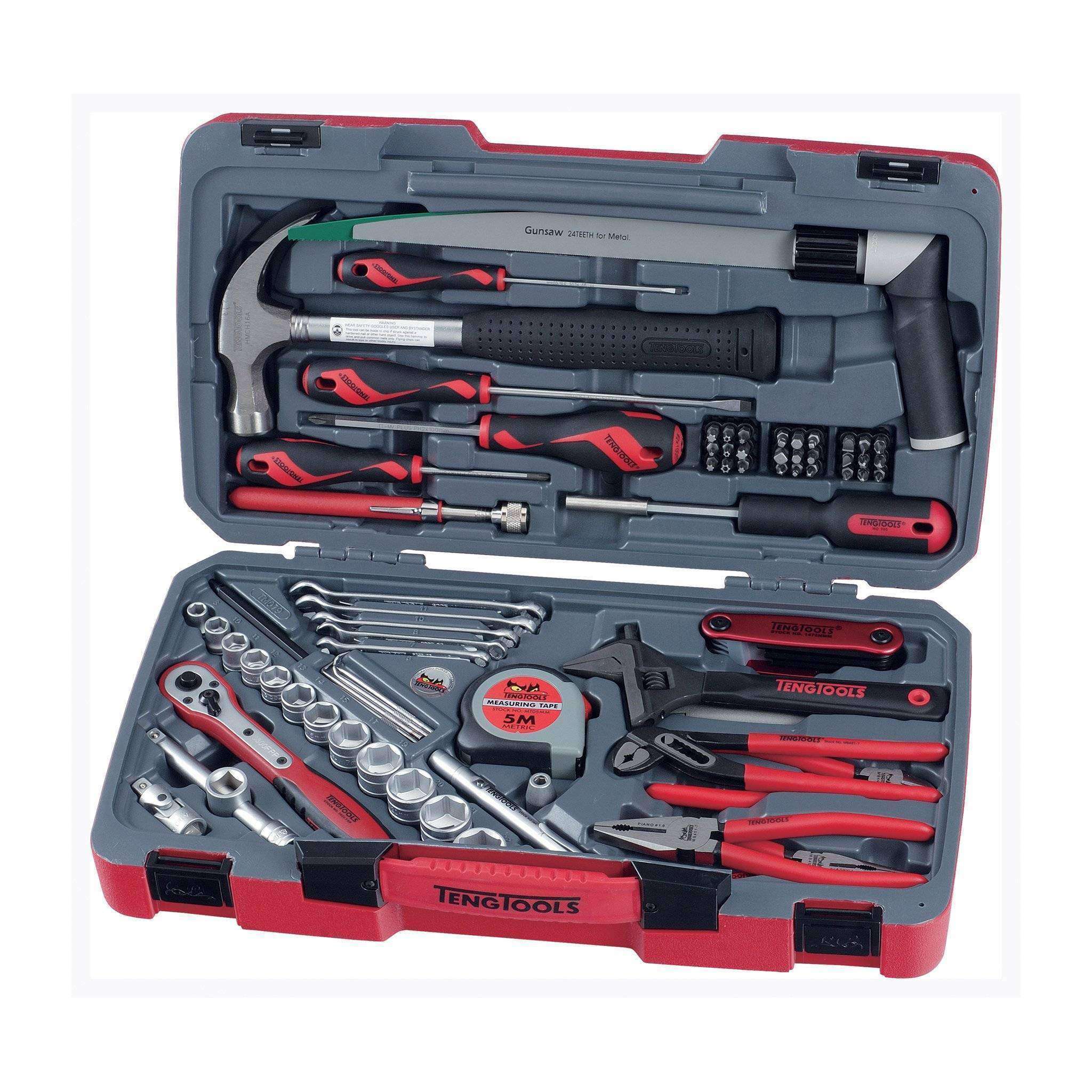 Teng Tools 79 Piece 3/8 Inch Drive 6 Point Metric Regular/Shallow Socket & Tool Set - TM079