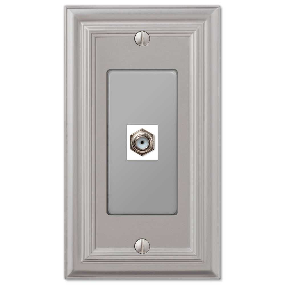 Continental Satin Nickel Cast - 1 Cable Jack Wallplate –