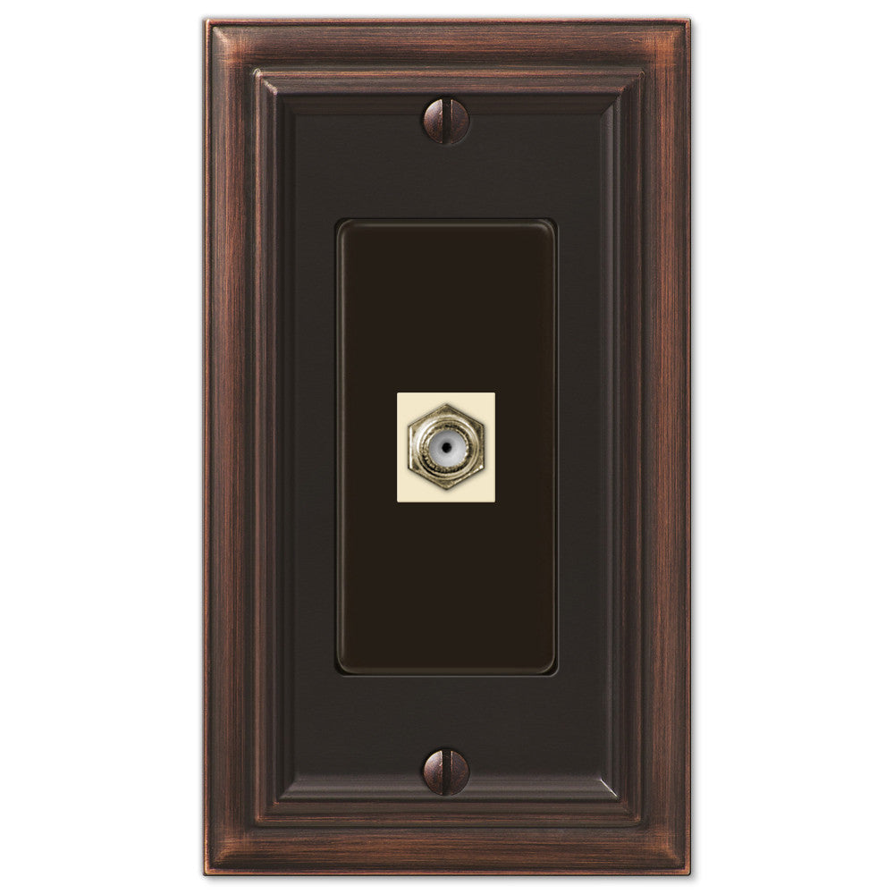 Continental Aged Bronze Cast - 1 Cable Jack Wallplate –