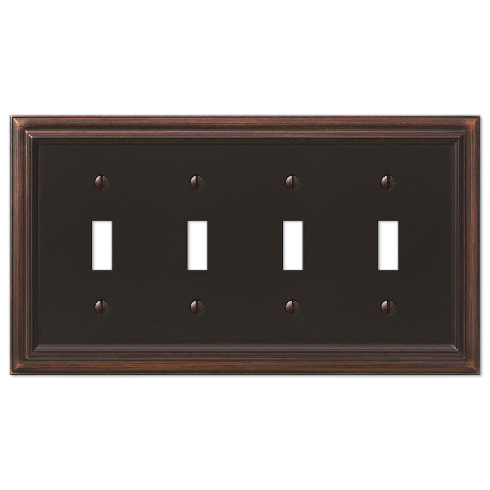 Continental Aged Bronze Cast - 4 Toggle Wallplate –