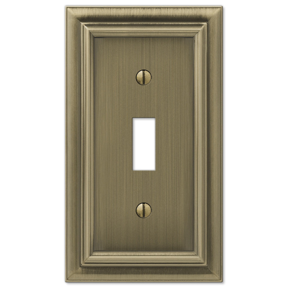 Continental Brushed Brass Cast - 1 Toggle Wallplate
