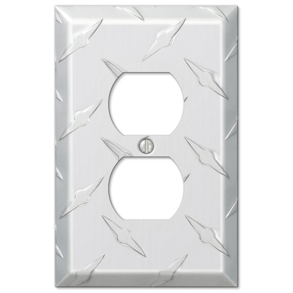 Diamond Plate Aluminum - 1 Duplex Wallplate