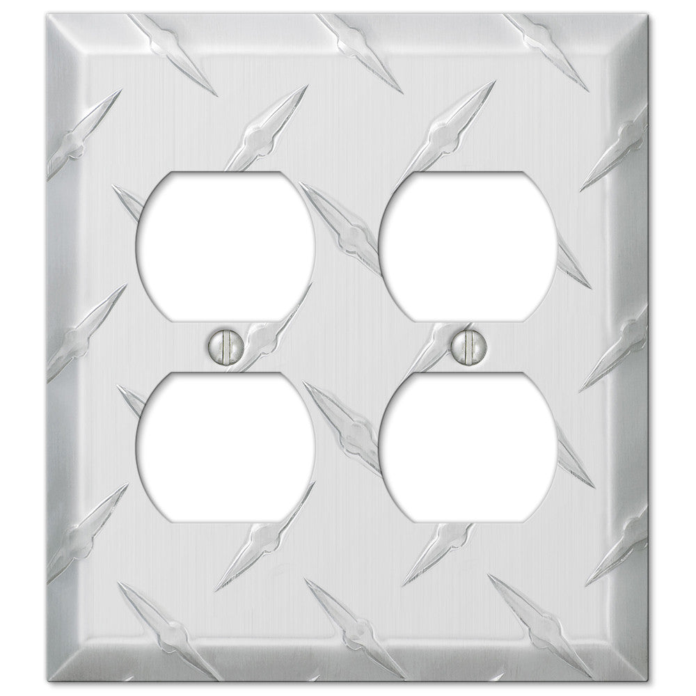 Diamond Plate Aluminum - 2 Duplex Wallplate