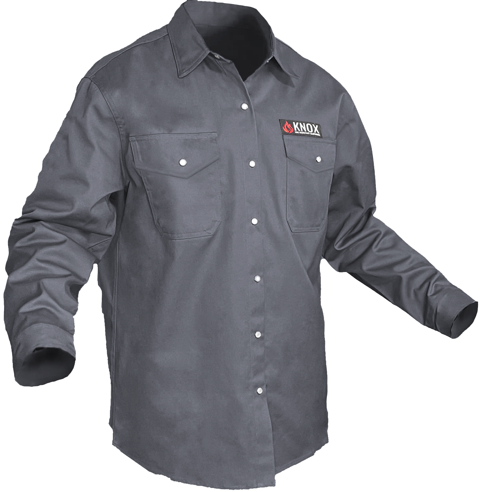Knox FR Shirt Gray With Pearl Snap Buttons