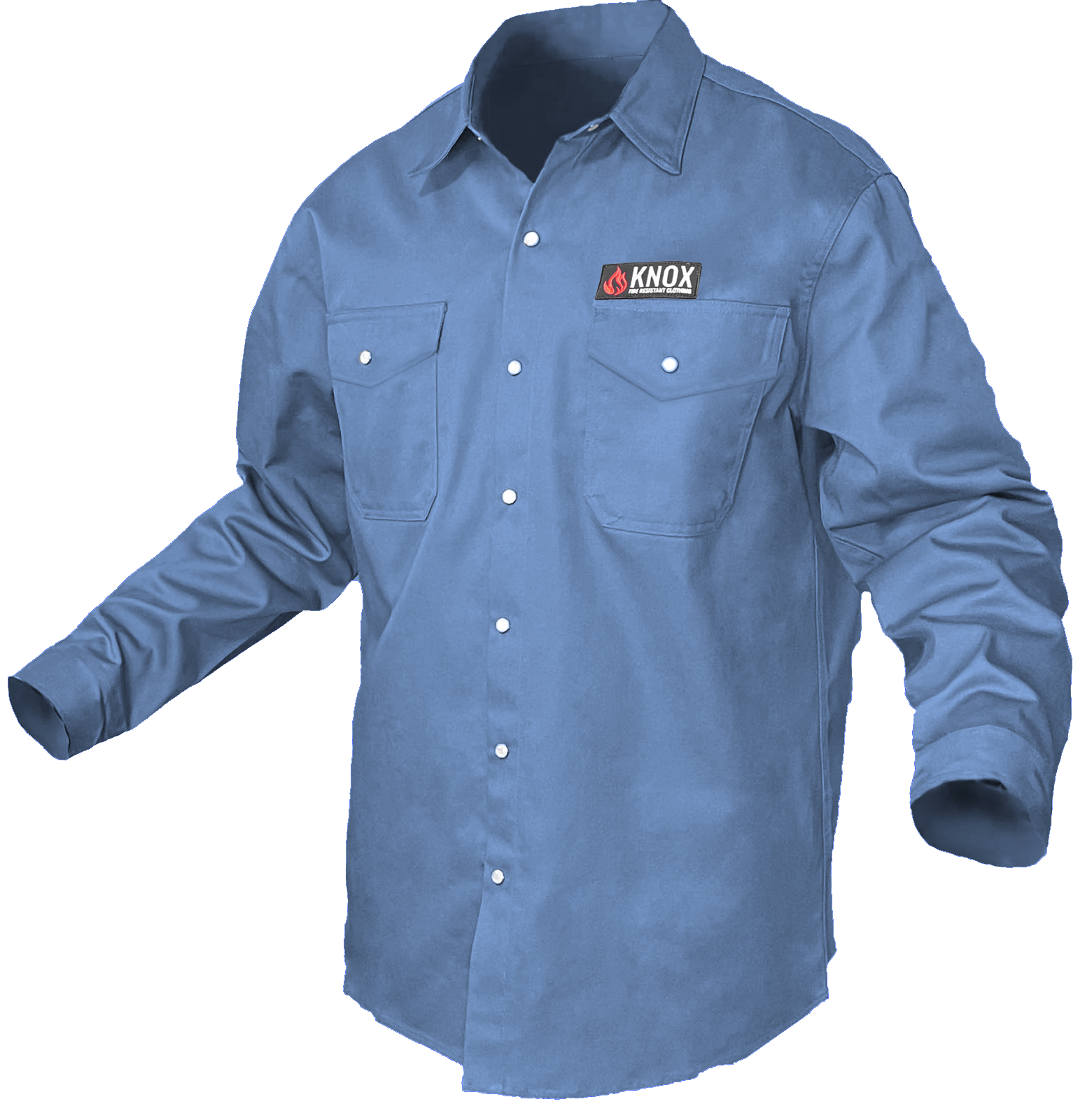 Knox FR Shirt Blue With Pearl Snap Buttons