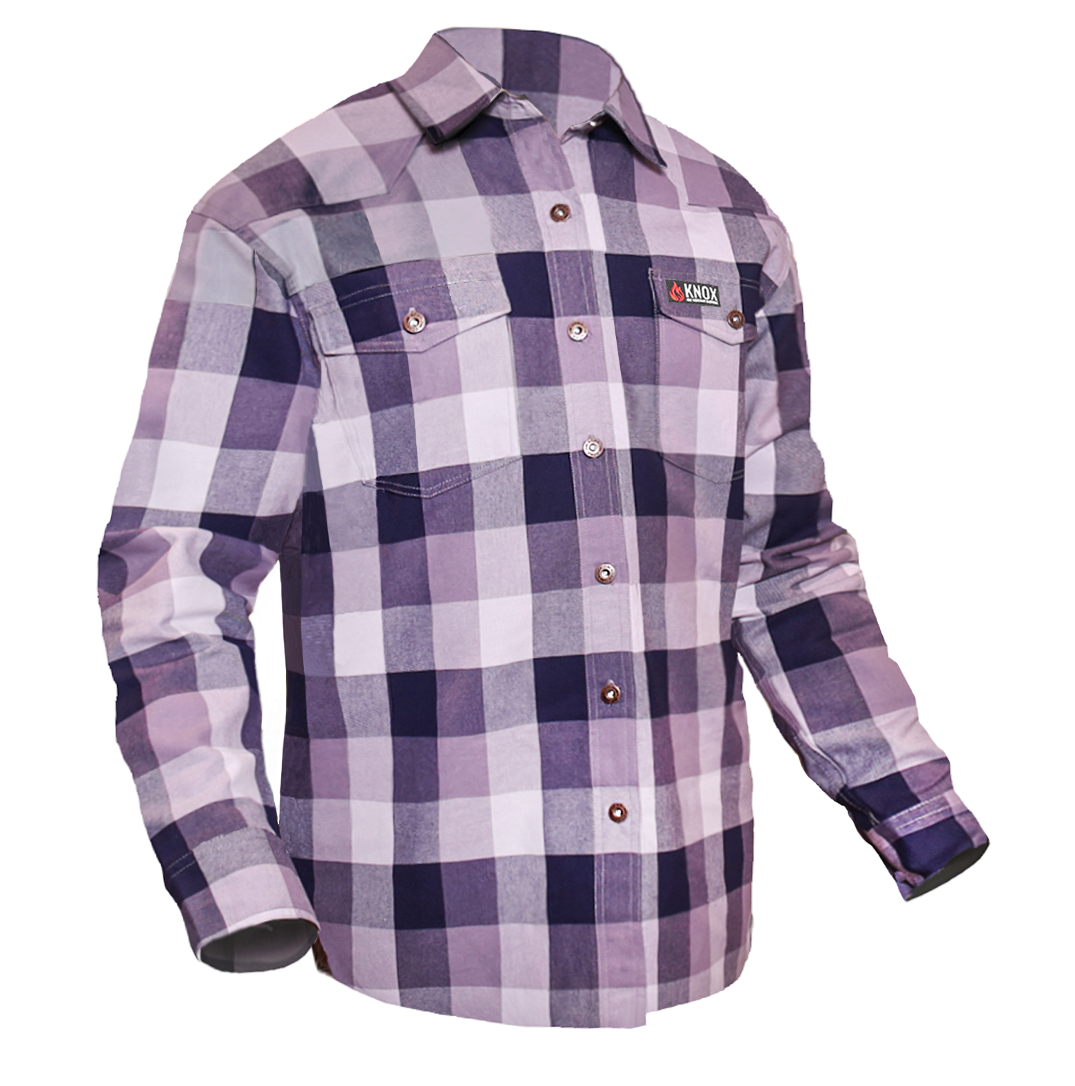 Knox FR Navy Plaid Button-Down Work Shirt