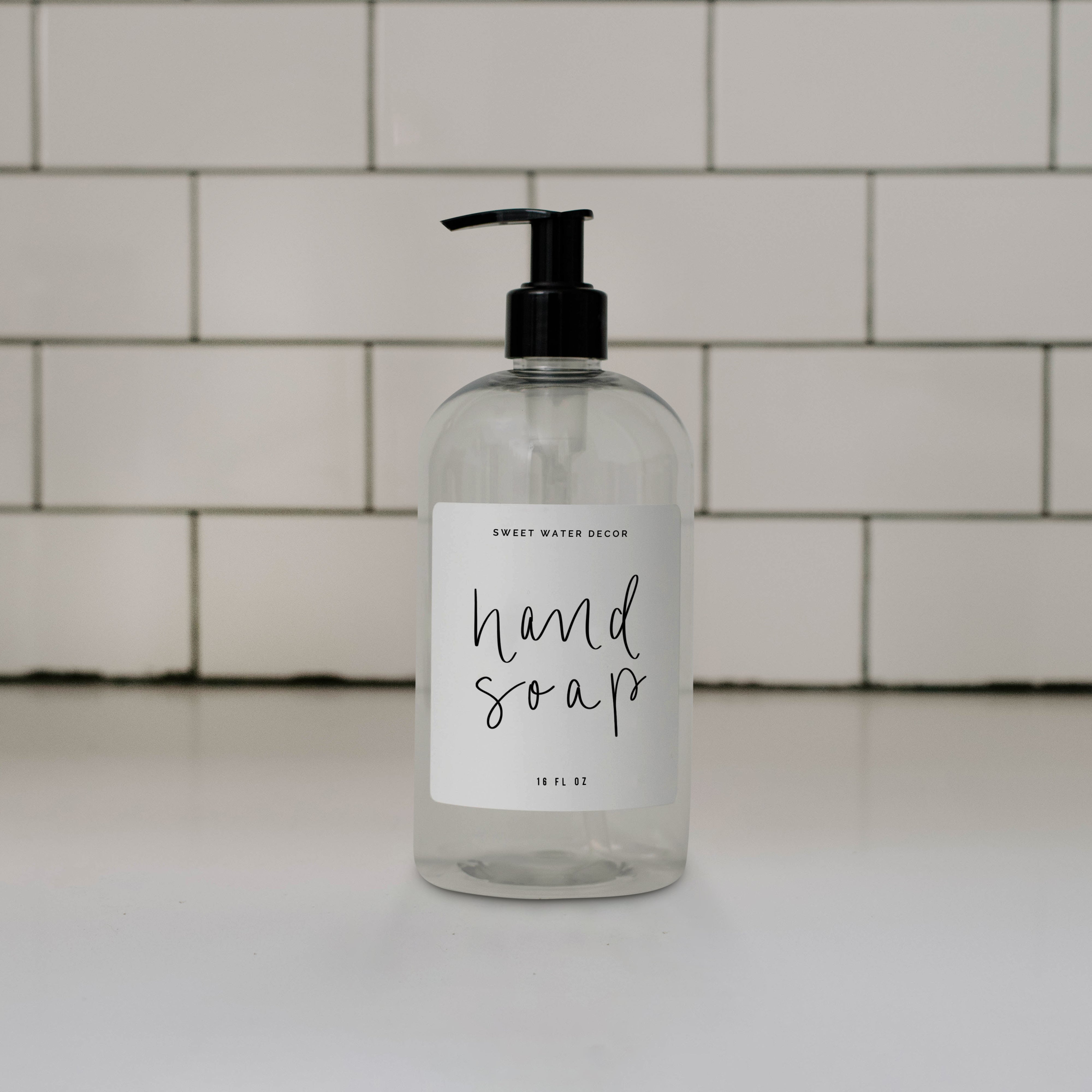 16oz Clear Plastic Hand Soap Dispenser - White Label