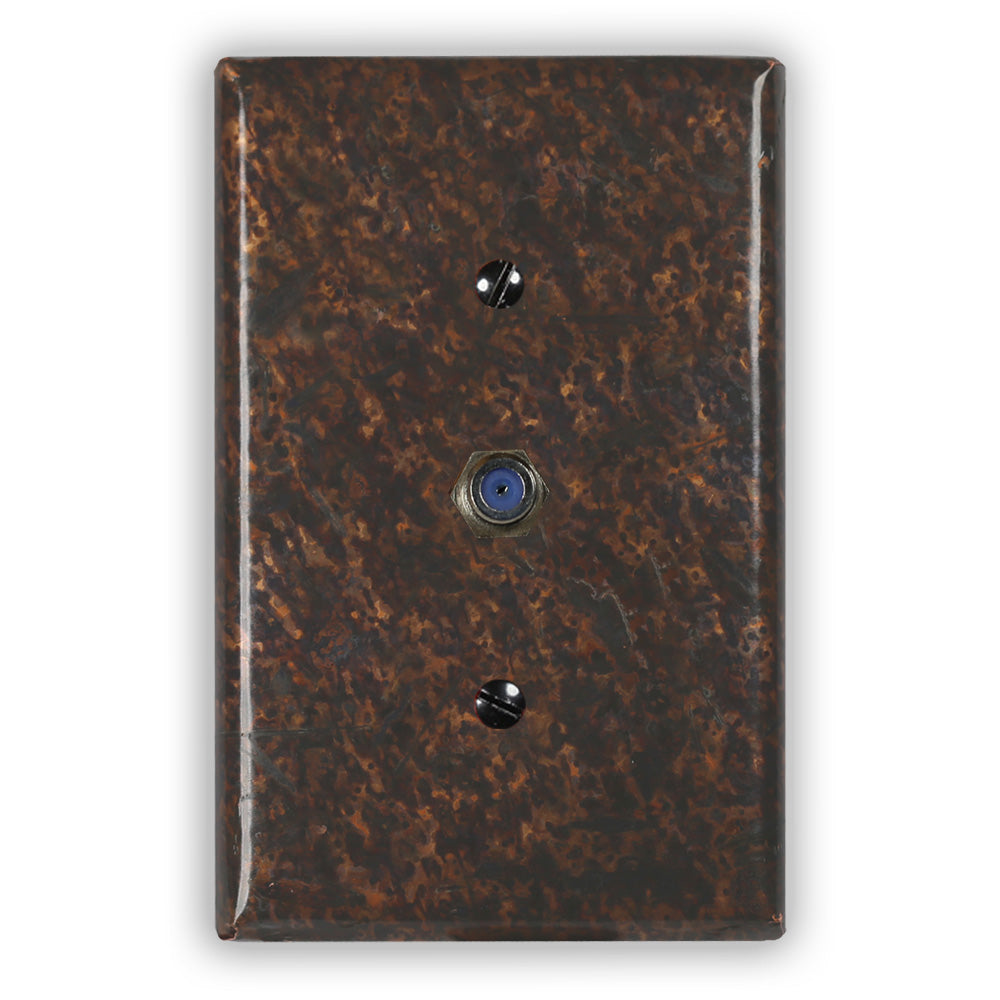 Distressed Dark Copper - 1 Cable Jack Wallplate