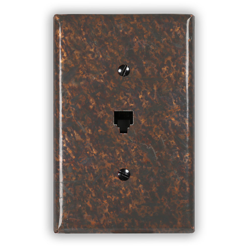 Distressed Dark Copper - 1 Phone Jack Wallplate