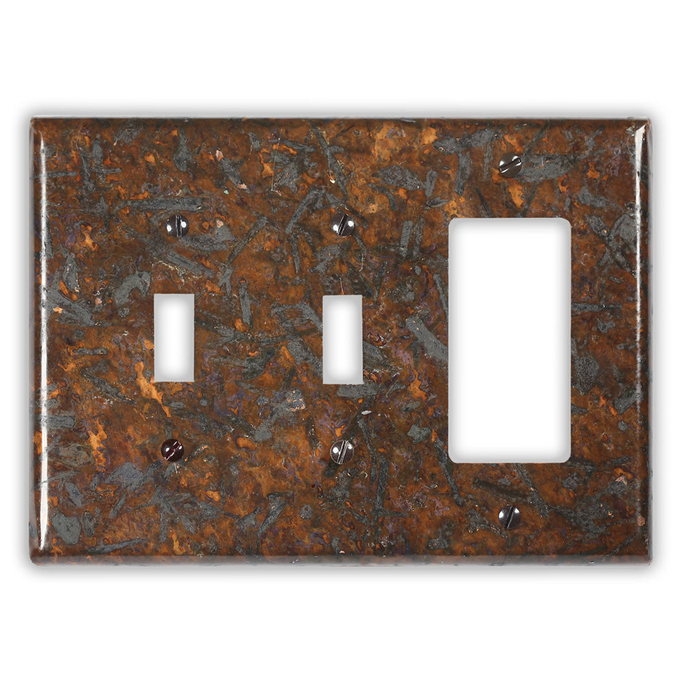 Distressed Dark Copper - 2 Toggle / 1 Rocker Wallplate