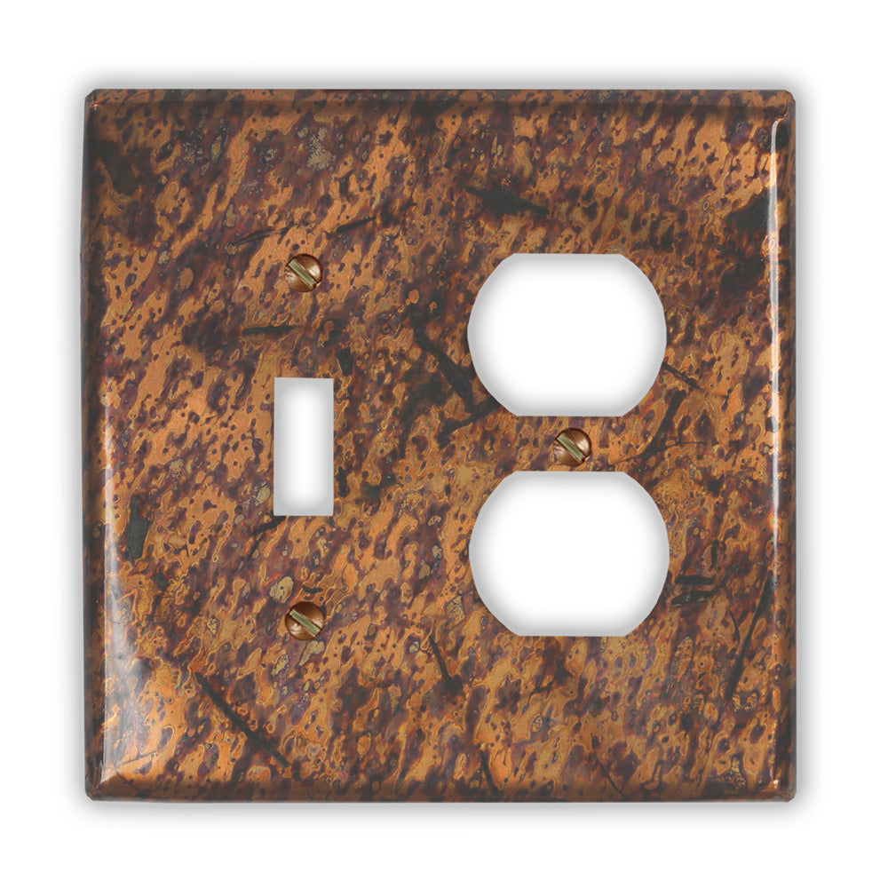 Distressed Light Copper - 1 Toggle / 1 Duplex Wallplate