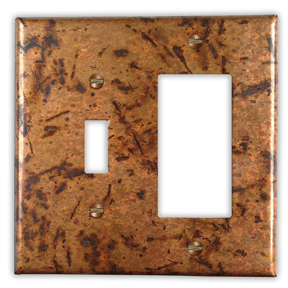 Distressed Light Copper - 1 Toggle / 1 Rocker Wallplate