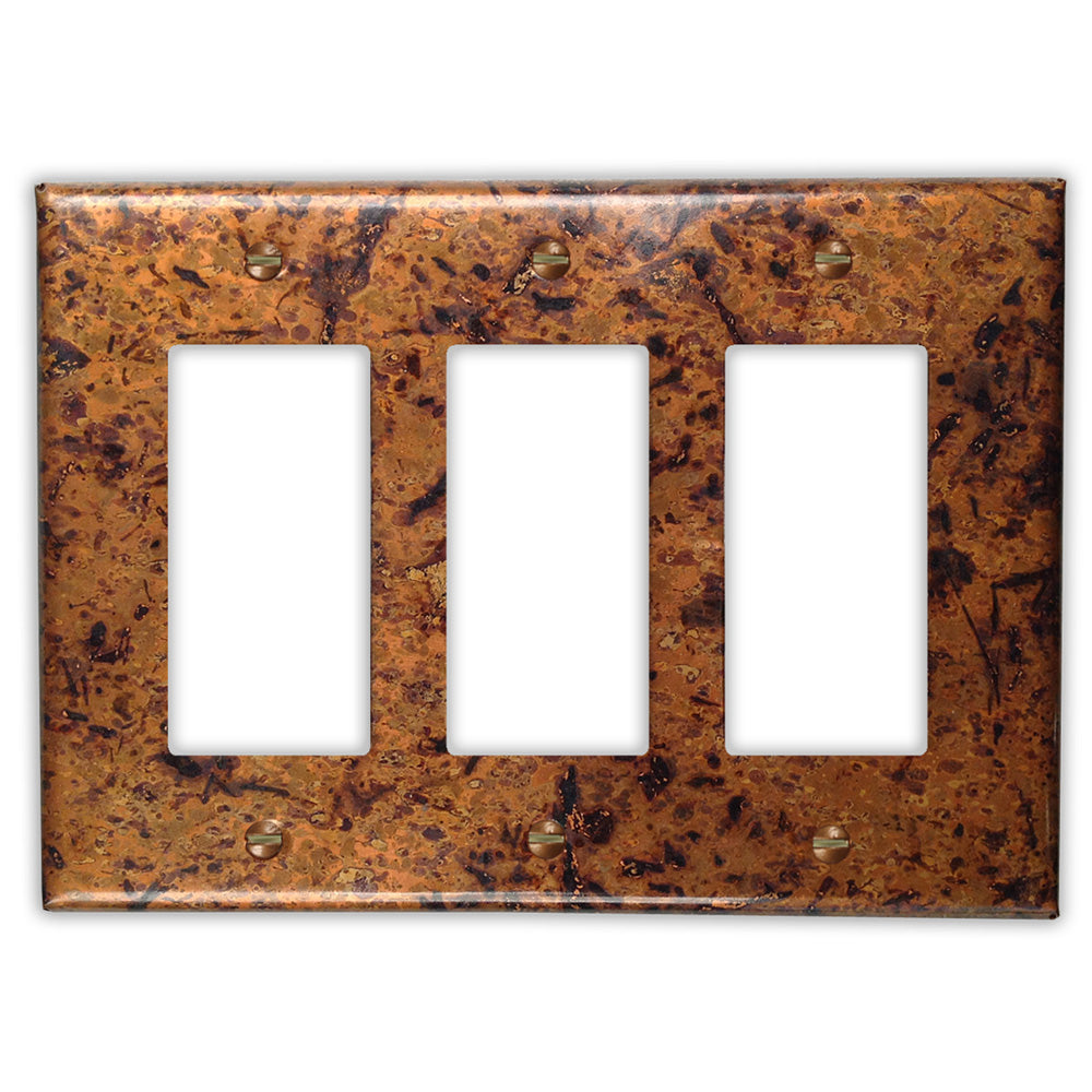 Distressed Light Copper - 3 Rocker Wallplate